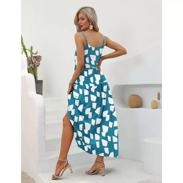 YESNO Summer Dresses for Women Casual Loose Bohemian Floral Dress with Pockets Spaghetti Strap Maxi Dress E75Floral 127