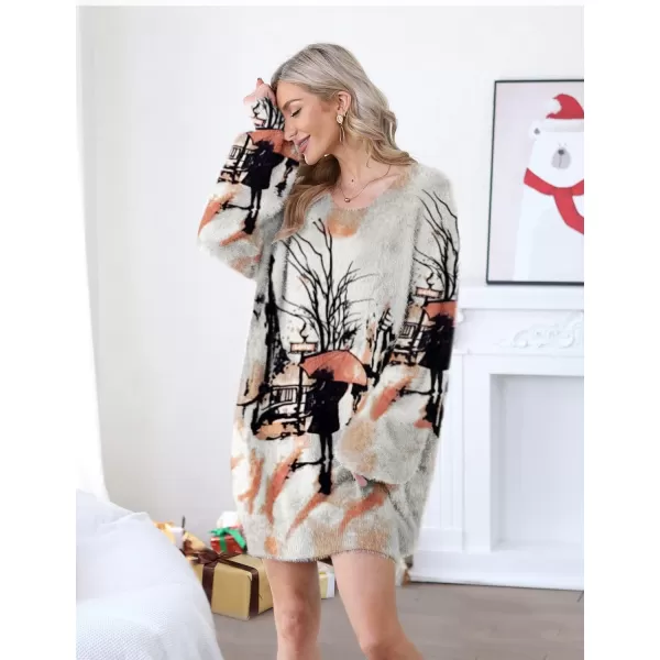 YESNO Sweater Dress for Women Oversized Graphic Lantern Long Sleeve Pullover Sweater Tops S08S08 Cr132