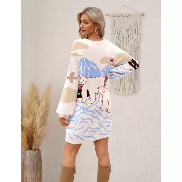 YESNO Sweater Dress for Women Oversized Graphic Lantern Long Sleeve Pullover Sweater Tops S08S08 Cr18