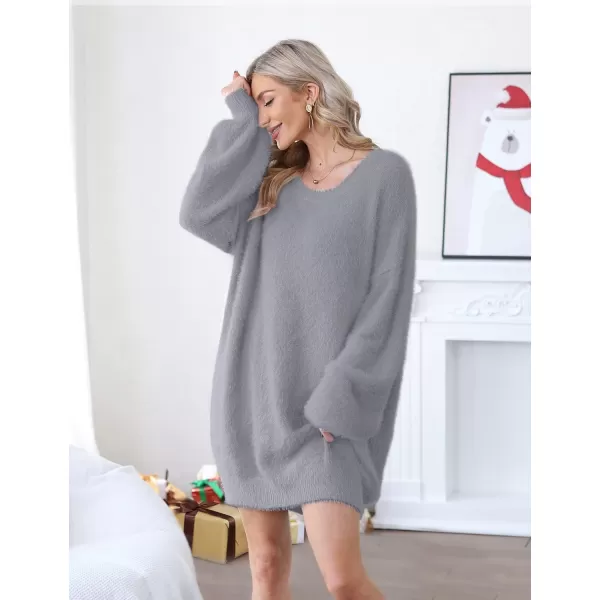 YESNO Sweater Dress for Women Oversized Graphic Lantern Long Sleeve Pullover Sweater Tops S08S08 Gray