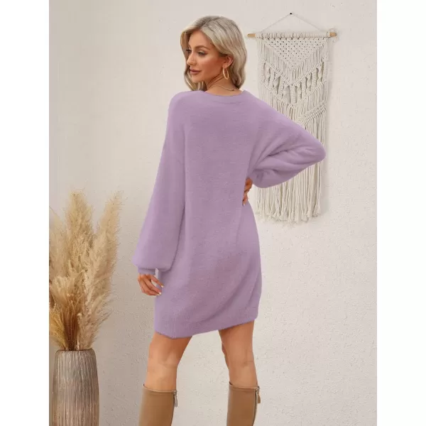 YESNO Sweater Dress for Women Oversized Graphic Lantern Long Sleeve Pullover Sweater Tops S08S08 Purple