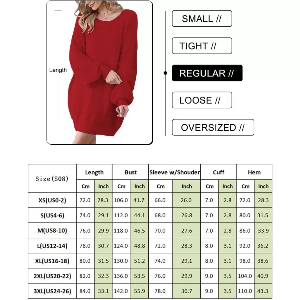 YESNO Sweater Dress for Women Oversized Graphic Lantern Long Sleeve Pullover Sweater Tops S08S08 Ruby