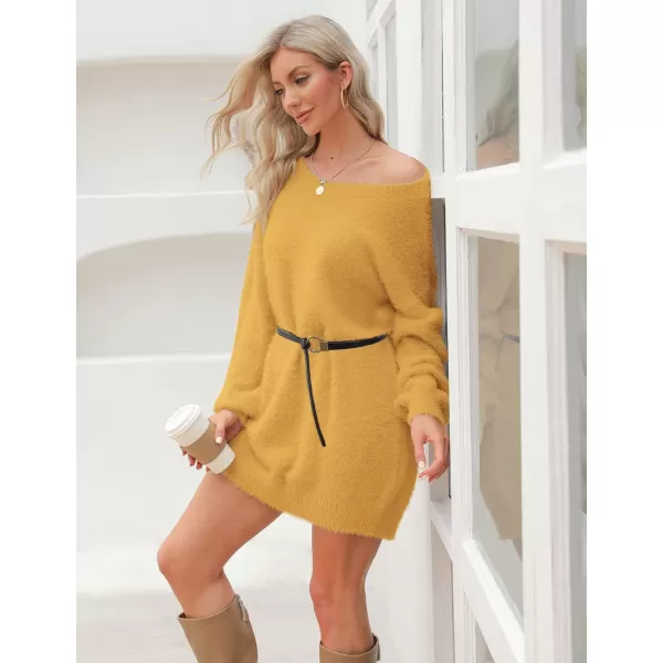 YESNO Sweater Dress for Women Oversized Graphic Lantern Long Sleeve Pullover Sweater Tops S08S08 Yellow