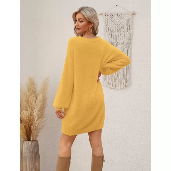 YESNO Sweater Dress for Women Oversized Graphic Lantern Long Sleeve Pullover Sweater Tops S08S08 Yellow