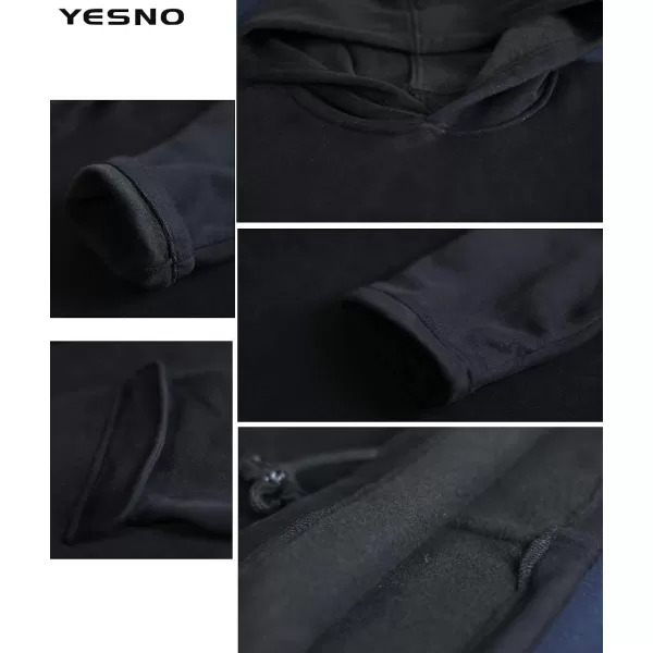 YESNO WZF Women Casual Fleece Pullover Hoodies Plus Size Active JacketLarge PocketsWzf Blackfleeced