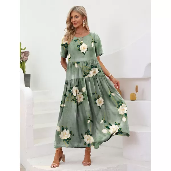 YESNO Women Casual Loose Bohemian Floral Dresses with Pockets Short Sleeve Summer Beach Swing Dress1 as Picture19