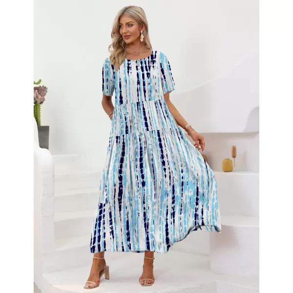 YESNO Women Casual Loose Bohemian Floral Dresses with Pockets Short Sleeve Summer Beach Swing DressAs Picture343