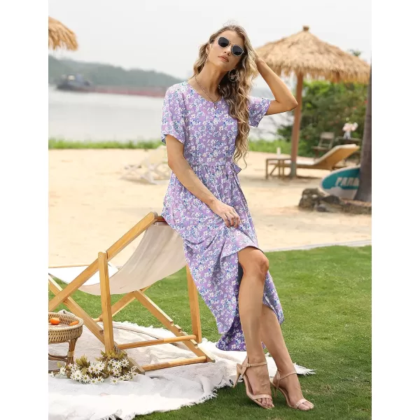 YESNO Women Casual Loose Bohemian Floral Dresses with Pockets Short Sleeve Summer Beach Swing DressAs Picture345