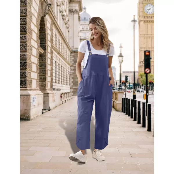 YESNO Women Cotton Overalls Casual Loose Adjustable Straps Bib Pants Tulip Wide Leg Jumpsuits with Pockets PZJBlue Gray