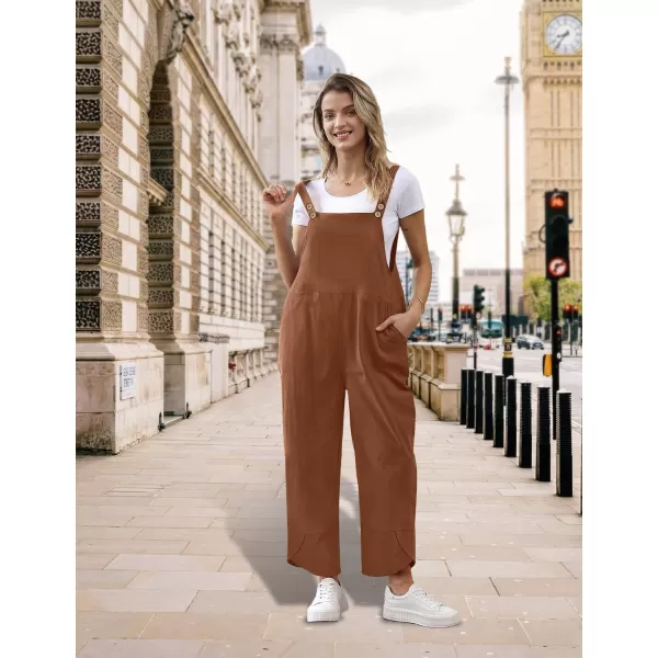 YESNO Women Cotton Overalls Casual Loose Adjustable Straps Bib Pants Tulip Wide Leg Jumpsuits with Pockets PZJCoffee