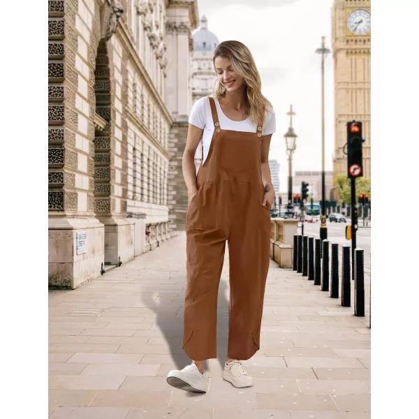 YESNO Women Cotton Overalls Casual Loose Adjustable Straps Bib Pants Tulip Wide Leg Jumpsuits with Pockets PZJCoffee