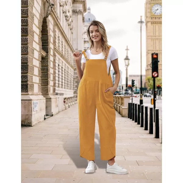 YESNO Women Cotton Overalls Casual Loose Adjustable Straps Bib Pants Tulip Wide Leg Jumpsuits with Pockets PZJGinger