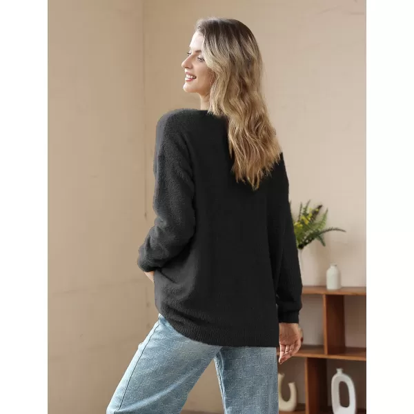 YESNO Women Sweater Graphic Oversized Pullover Sweaters Casual Loose Long Sleeve Knit Tops S01Black