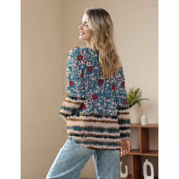 YESNO Women Sweater Graphic Oversized Pullover Sweaters Casual Loose Long Sleeve Knit Tops S01Floral 162