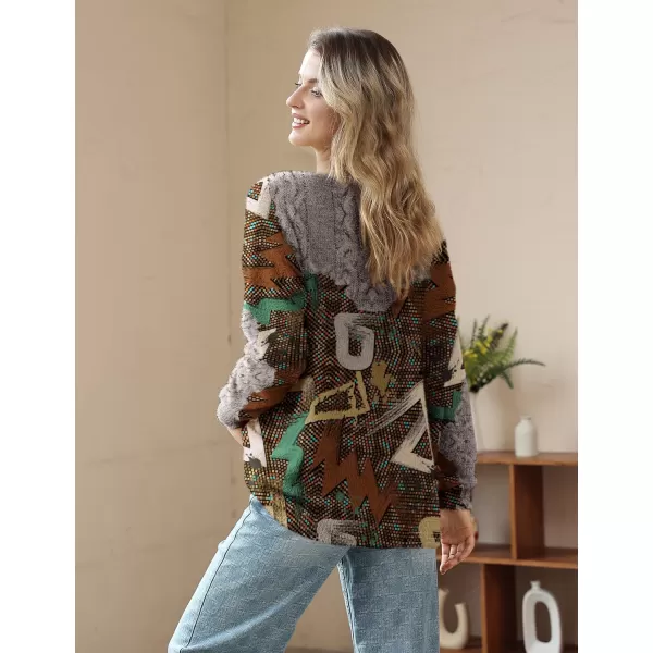 YESNO Women Sweater Graphic Oversized Pullover Sweaters Casual Loose Long Sleeve Knit Tops S01Floral 164