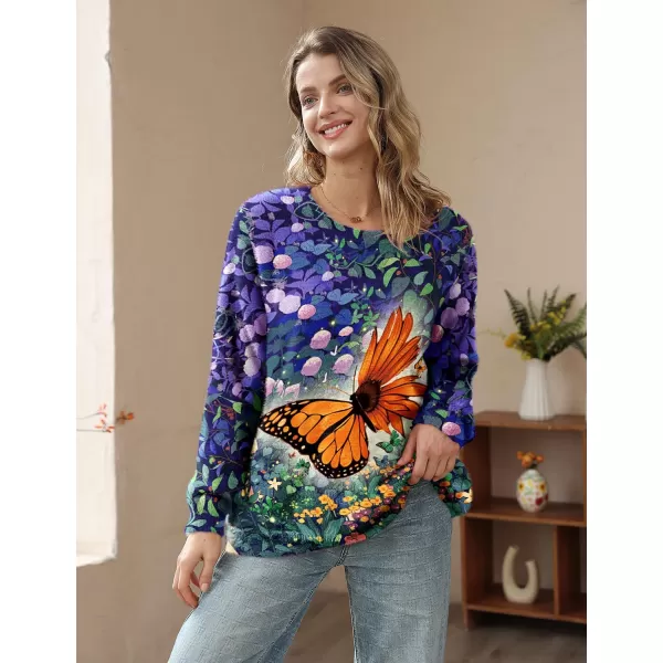 YESNO Women Sweater Graphic Oversized Pullover Sweaters Casual Loose Long Sleeve Knit Tops S01Floral 169