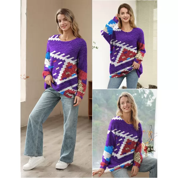 YESNO Women Sweater Graphic Oversized Pullover Sweaters Casual Loose Long Sleeve Knit Tops S01Floral 172