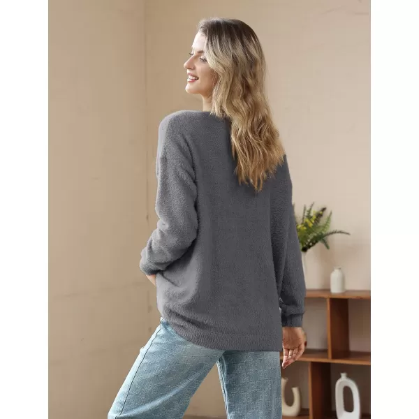 YESNO Women Sweater Graphic Oversized Pullover Sweaters Casual Loose Long Sleeve Knit Tops S01Gray