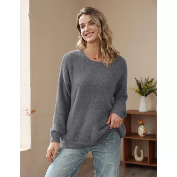 YESNO Women Sweater Graphic Oversized Pullover Sweaters Casual Loose Long Sleeve Knit Tops S01Gray