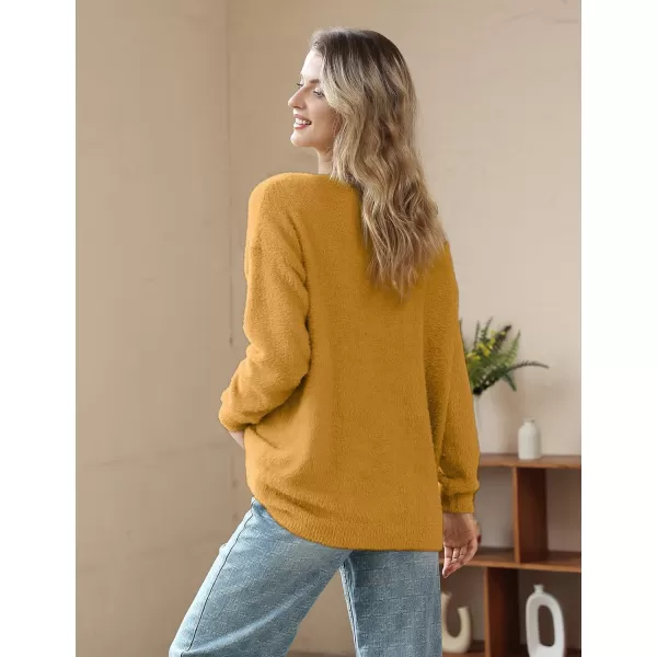 YESNO Women Sweater Graphic Oversized Pullover Sweaters Casual Loose Long Sleeve Knit Tops S01Mustard