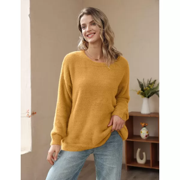 YESNO Women Sweater Graphic Oversized Pullover Sweaters Casual Loose Long Sleeve Knit Tops S01Mustard