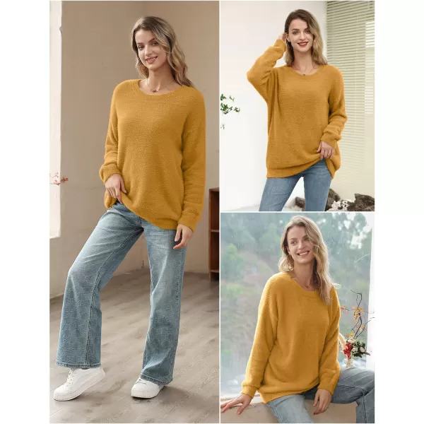 YESNO Women Sweater Graphic Oversized Pullover Sweaters Casual Loose Long Sleeve Knit Tops S01Mustard