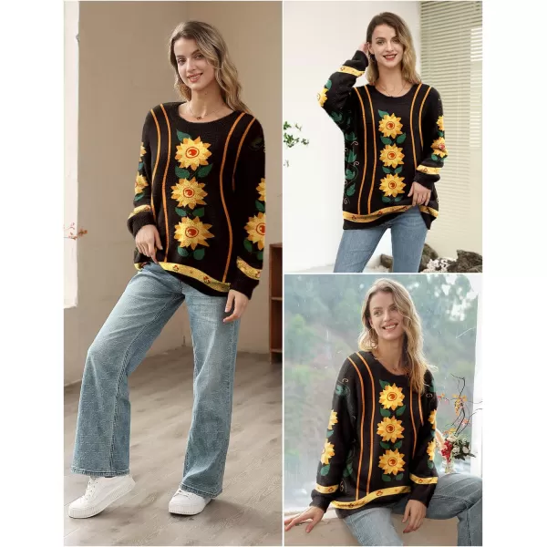 YESNO Women Sweater Graphic Oversized Pullover Sweaters Casual Loose Long Sleeve Knit Tops S01S01 as Picture127