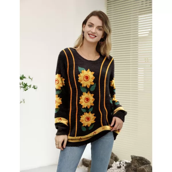 YESNO Women Sweater Graphic Oversized Pullover Sweaters Casual Loose Long Sleeve Knit Tops S01S01 as Picture127