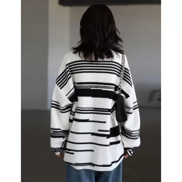 YESNO Women Sweater Graphic Oversized Pullover Sweaters Casual Loose Long Sleeve Knit Tops S01S01 as Picture147knitted Patterned