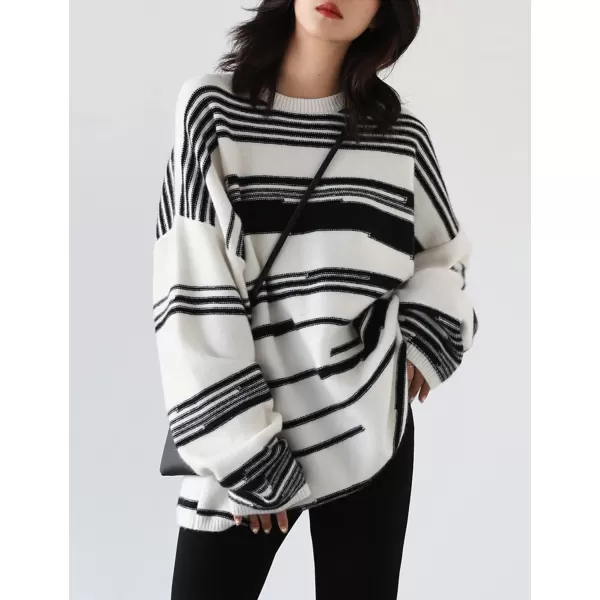 YESNO Women Sweater Graphic Oversized Pullover Sweaters Casual Loose Long Sleeve Knit Tops S01S01 as Picture147knitted Patterned