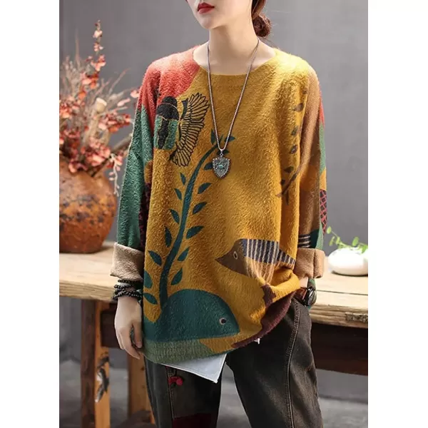 YESNO Women Sweater Graphic Oversized Pullover Sweaters Casual Loose Long Sleeve Knit Tops S01S01 as Picture19