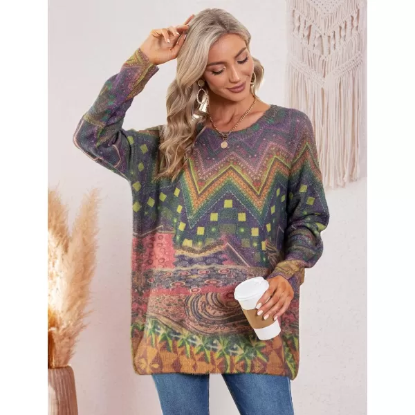 YESNO Women Sweater Graphic Oversized Pullover Sweaters Casual Loose Long Sleeve Knit Tops S01S01 as Picture35