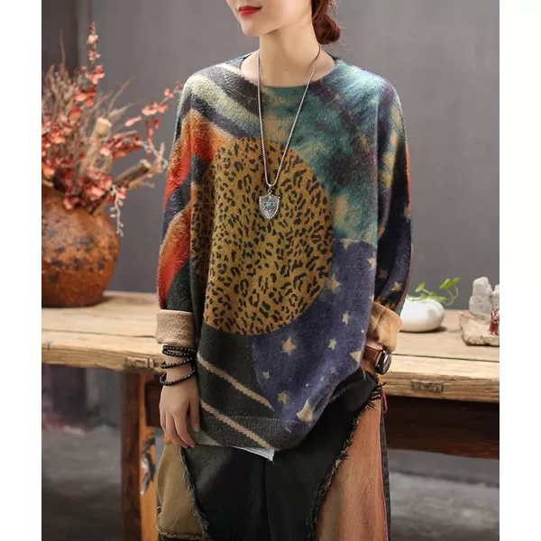 YESNO Women Sweater Graphic Oversized Pullover Sweaters Casual Loose Long Sleeve Knit Tops S01S01 as Picture5