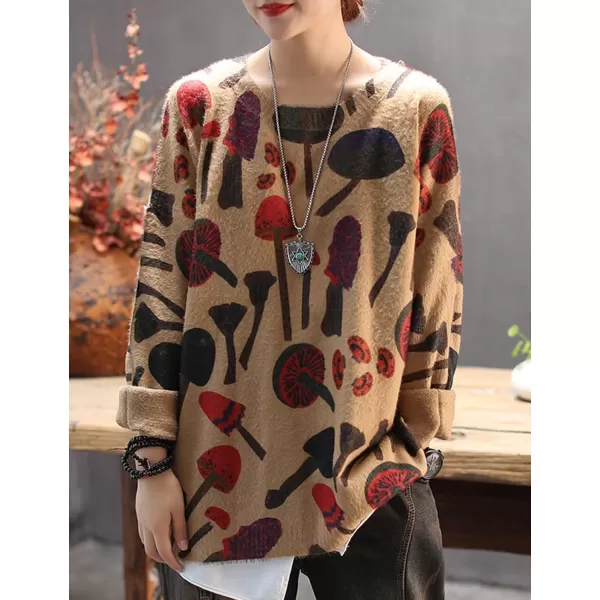 YESNO Women Sweater Graphic Oversized Pullover Sweaters Casual Loose Long Sleeve Knit Tops S01S01 as Picture65