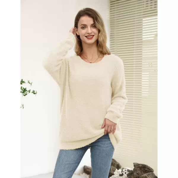 YESNO Women Sweater Graphic Oversized Pullover Sweaters Casual Loose Long Sleeve Knit Tops S01White