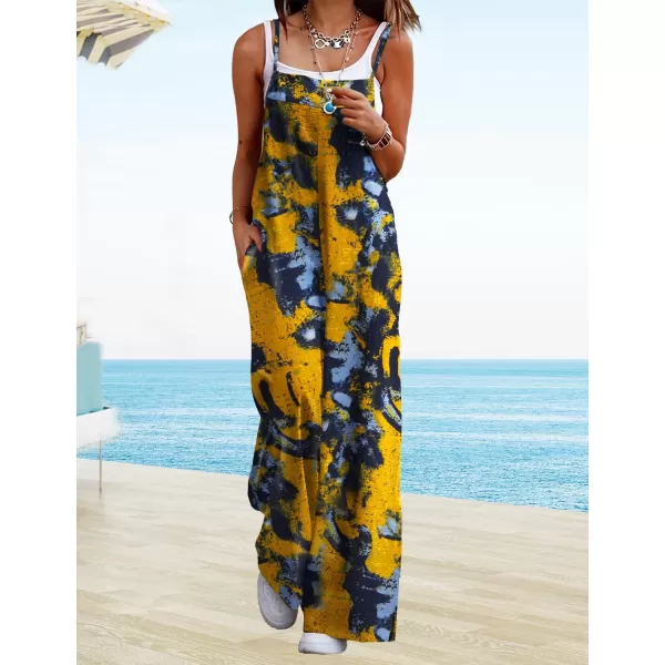 YESNO Womens 2023 Summer Casual Jumpsuits Wide Leg Overalls Floral Print Baggy Rompers with Pocket PZZCRFloral 141