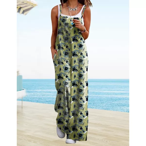 YESNO Womens 2023 Summer Casual Jumpsuits Wide Leg Overalls Floral Print Baggy Rompers with Pocket PZZCRFloral 398