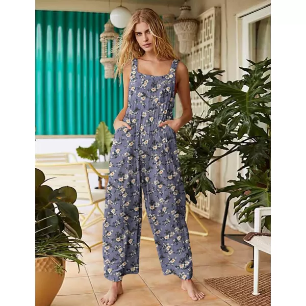 YESNO Womens Overalls Casual Loose Bib Pants Adjustable Straps Wide Leg Jumpsuits with Pockets PQ2As Picture08