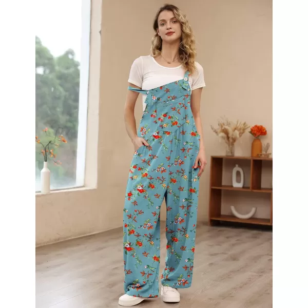 YESNO Womens Overalls Casual Loose Bib Pants Adjustable Straps Wide Leg Jumpsuits with Pockets PQ2Floral 14