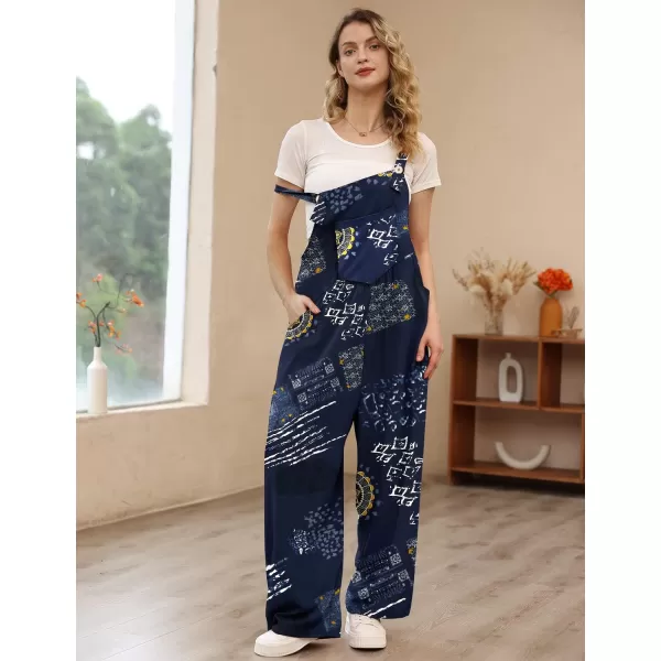 YESNO Womens Overalls Casual Loose Bib Pants Adjustable Straps Wide Leg Jumpsuits with Pockets PQ2Floral 176