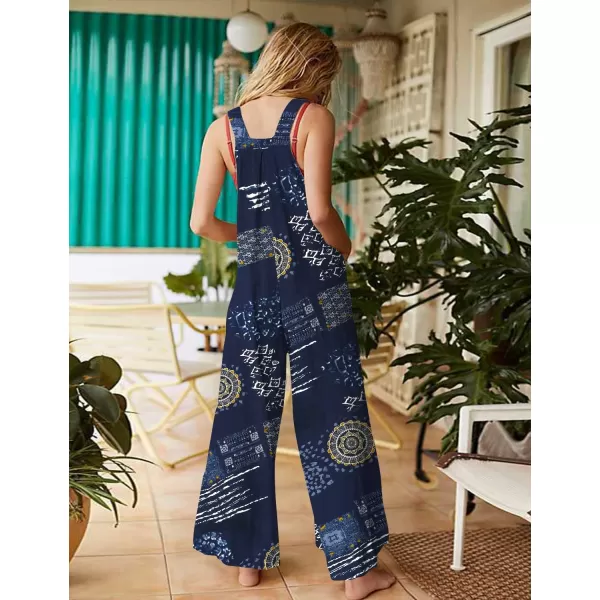 YESNO Womens Overalls Casual Loose Bib Pants Adjustable Straps Wide Leg Jumpsuits with Pockets PQ2Floral 176