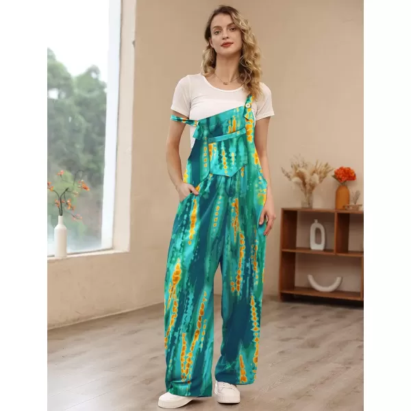 YESNO Womens Overalls Casual Loose Bib Pants Adjustable Straps Wide Leg Jumpsuits with Pockets PQ2Floral 382