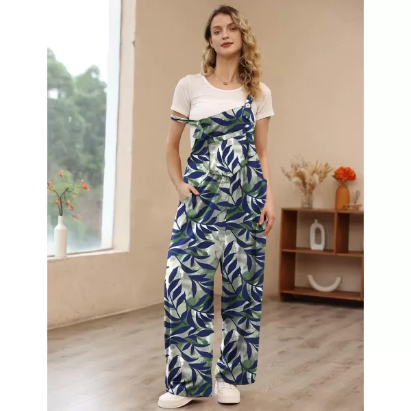 YESNO Womens Overalls Casual Loose Bib Pants Adjustable Straps Wide Leg Jumpsuits with Pockets PQ2Floral 384