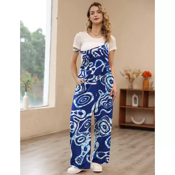 YESNO Womens Overalls Casual Loose Bib Pants Adjustable Straps Wide Leg Jumpsuits with Pockets PQ2Floral 393