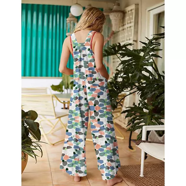 YESNO Womens Overalls Casual Loose Bib Pants Adjustable Straps Wide Leg Jumpsuits with Pockets PQ2Floral 403