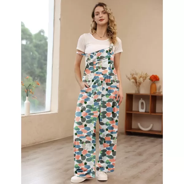 YESNO Womens Overalls Casual Loose Bib Pants Adjustable Straps Wide Leg Jumpsuits with Pockets PQ2Floral 403