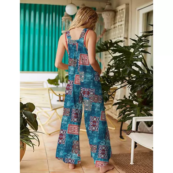 YESNO Womens Overalls Casual Loose Bib Pants Adjustable Straps Wide Leg Jumpsuits with Pockets PQ2Floral P005 B