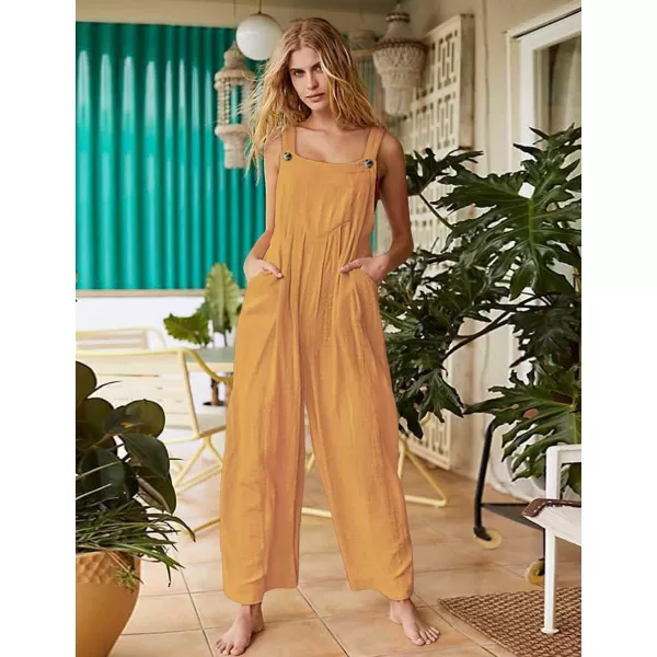 YESNO Womens Overalls Casual Loose Bib Pants Adjustable Straps Wide Leg Jumpsuits with Pockets PQ2Ginger