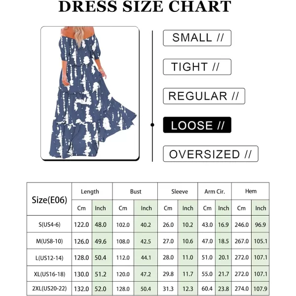 YESNO Womens Summer Casual Off Shoulder Maxi Dress Puff Short Sleeve Bohemian Floral Long Swing Dress E06E06 as Picture08