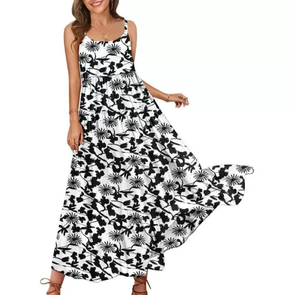 YESNO Summer Dresses for Women Casual Loose Bohemian Floral Dress with Pockets Spaghetti Strap Maxi Dress E75As Picture315 R